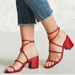 FOREVER 21 RED HEELED SANDALS SZ 8